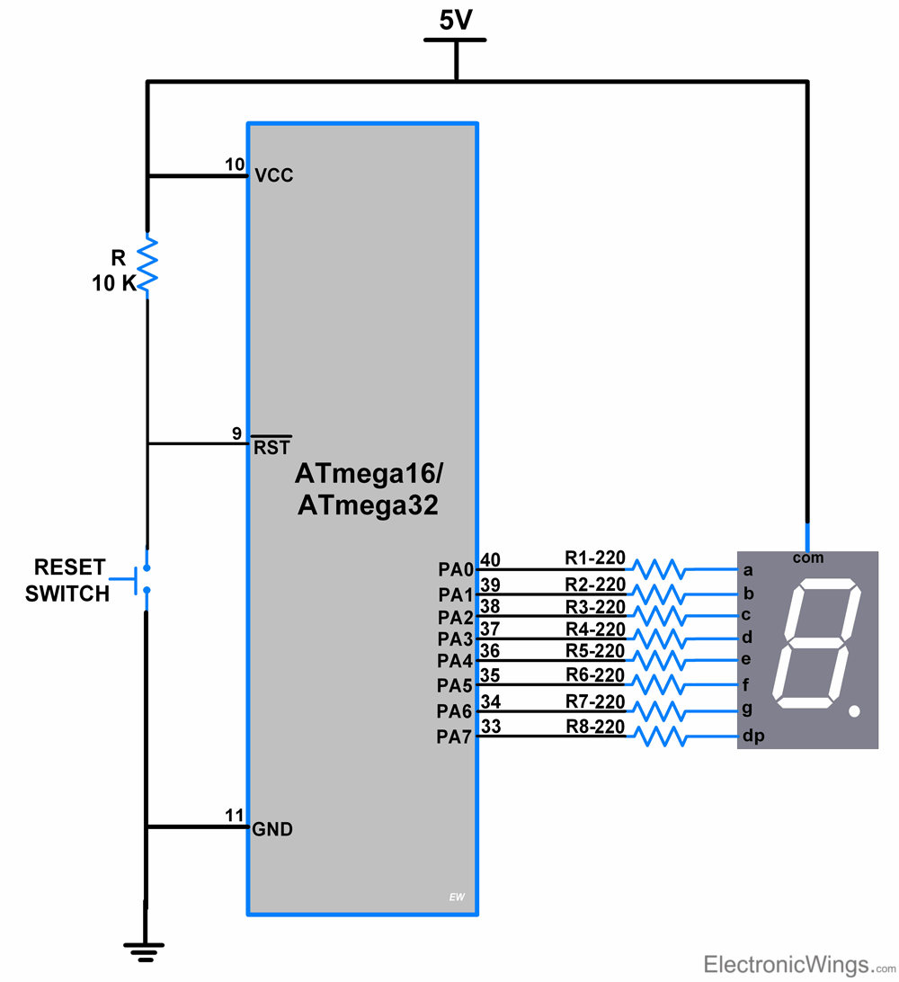 7 Segment Display Interfacing With AVR ATmega16 ATmega32 AVR AT